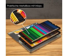 Officetree 72 spalvotų pieštukų rinkinys didelis su A4 formato piešimo bloku - pieštukų rinkinys spalvinimui suaugusiems su metaline dėžute - profesionalus piešimo pieštukų rinkinys su pieštuku ir trintuku