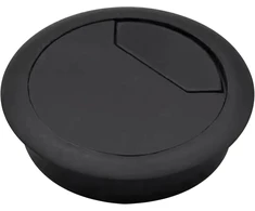 Oiotuyi 2 kabelių įvorių rinkinys stalui, skersmuo 60 mm, plastikas, juodas, kabelių anga optimaliam organizavimui darbo vietoje