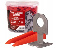 Olejnik Sistema Plyteliu Lygiavimui: Klipsai 1.5mm (300vnt) + Klinai (100vnt)