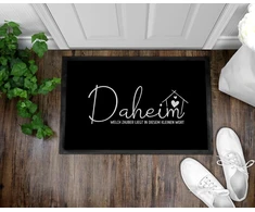 Om3® Juokingas durų kilimėlis su užrašu "daheim - Welch Zauber liegt in diesem kleinen Wort" - Durų kilimėlis - Neslystantis ir skalbiamas - 60 x 40 cm