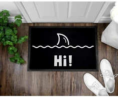 Om3® juokingas durų kilimėlis su užrašu "welcoming" Hi Shark Fish Fin Waves neslystantis ir plaunamas 60 x 40 cm