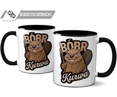 Om3® juokingas kavos puodelis su užrašu - Bobr Kurwa - Viral Meme - Beaver - Beaver - Bober Ii | Keramikinis puodelis | 325 ml | Atspausdintas iš abiejų pusių | Juodas