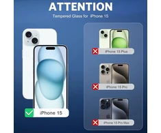 Omoton grūdinto stiklo ekrano apsauga, skirta iphone 15 su rėmeliu, skirtu lengvam montavimui, suderinama su iphone 15 kameros ekrano apsauga, 3 + 3 vnt., atspari įbrėžimams, be burbuliukų, 9h kietumas, hd clear