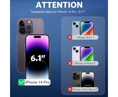 Omoton grūdinto stiklo ekrano apsauga, skirta iphone 14 pro su rėmeliu, skirtu montavimui, suderinama su iphone 14 pro kameros ekrano apsauga, [3+3 vnt.], [atspari įbrėžimams], [be burbuliukų], [9h kietumas]