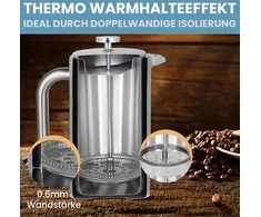 Kavos aparatas One World Coffee® prancūziškas presas ir puodelis, nerūdijančio plieno kavos dovanų rinkinys, skirtas naudoti lauke (nerūdijantis plienas)