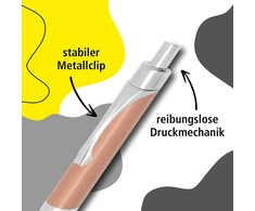 Online Sporty ištraukiamas rašiklis, rožinio aukso spalvos, aliumininis rašiklis, pakeičiamas pildiklis, neištrinamas, mėlynas rašymas, metalinis spaustukas