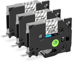 Oozmas skaidrios etikečių juostos, suderinamos su Brother P touch Tze-131, juoda ant skaidrios juostos kasetės 12 mm x 8 m, skaidri etikečių juosta, suderinama su Brother P-touch H107b H105 D400 D410