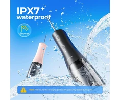 Operan belaidis burnos irigatorius, nešiojamas elektrinis dantų irigatorius, 4 režimai ir 4 antgaliai, 300 ml burnos irigatorius, burnos irigatorius, testo nugalėtojas, pašalina maisto likučius ir valo dantis (juodas, 1 pakuotė)