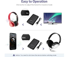 Oqimax Bluetooth adapteris Aux, 2-in-1 Bluetooth 5.3 siųstuvas-imtuvas su mažu vėlavimu, 3,5 mm Aux lizdo garso siųstuvas-imtuvas ausinėms, garsiakalbiams, stereo sistemai, automobiliui, televizoriui, nešiojamam kompiuteriui, lėktuvui