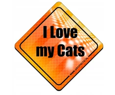 Orange Atšvaitinis magnetas I love my cats oranžinis, matomas ant automobilio
