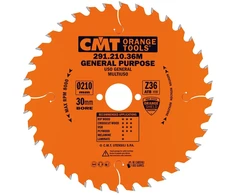 Orange Cmt Oranžinis Tools 291.210.36m diskinis pjūklo diskas Hw 210 x 2.8 / 1.8 x 30 dantų = 36 15° Atb - išilginiams ir skersiniams pjūviams