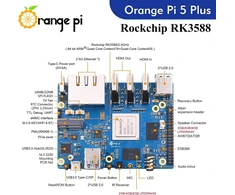 Orange Geeekpi Oranžinis Pi 5 Plus 16gb Lpddr4/4x Rockchip Rk3588 8 branduolių 64 bitų vienos plokštės kompiuteris su emmc lizdu, Opi 5 Plus metalinis korpusas su ventiliatoriumi, oficialus Oranžinis Pi 5v 4a maitinimo šaltinis, skirtas Oranžinis Pi 5 Plus