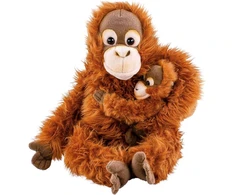 Orange Toys Uni-toys Oranžinio Beždžionės Pliušinis Žaislas Su Kūdikiu, 28 cm
