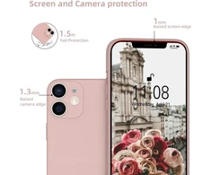 Orda silikoninis dėklas, skirtas iphone 12 mini, itin plonas su mikropluoštu, atsparus įbrėžimams, visapusiškai apsaugantis dėklas, skirtas iphone 12 mini 5.4 colio, rožinis