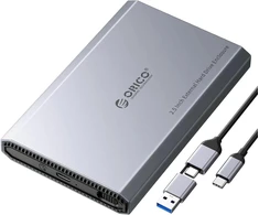 Orico aliuminio standžiojo disko dėklas 2.5 colio usb-c 3.2 6gbps išorinis ssd dėklas 2.5 colio sata hdd ssd maksimalus 6tb su usb c/a 2-in-1 kabeliu, palaiko uasp (dd25c3)