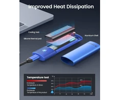 Orico M.2 Nvme Ssd dėklas, Usb 3.2 Usb C 10gbps adapteris Nvme Pcie M-key/m+b Key 2230/2242/2260/2280, M2 dėklas su Usb C-a laidu, be įrankių, Usap-pwm2g2a, mėlynas