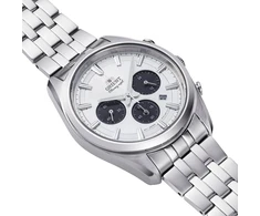 Orient Stretto Solar Chronograph 43mm laikrodis su baltu ciferblatu ir plieniniu dirželiu, skirtas vyrams Ra-tx0305s10b. Turėtų būti parašyta - Orient Stretto Solar Chronograph 40mm laikrodis su baltu ciferblatu ir plieniniu dirželiu, skirtas vyrams, balt