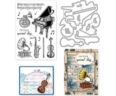 Origach muzikos instrumentų skaidrus antspaudas ir štampai kortelių gamybai, muzikos partitūrų matricos ir antspaudų rinkinys "pasidaryk pats" albumų iškarpoms