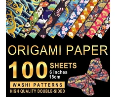 Origami popierius washi raštas 100 lapų 10 skirtingų raštų dvipusis lankstymo popierius bronzinis 15 x 15 cm