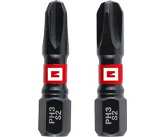 Originalūs einhell dvigubo sukimo smūginiai antgaliai 2 vnt. 30 mm ph3 (s2 plienas, didelis patvarumas, dvigubo sukimo efektas, raudonas spalvos žiedas, c 6.3 kotelis)