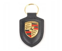 Originalus raktų pakabukas su porsche emblema - juoda natūrali oda wap0500900e