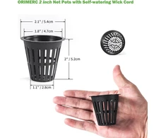 Orimerc 50 vnt. 2 colių (5 cm) tinklinių vazonėlių rinkinys, hidroponinis tinklinis vazonėlis su 15 m savaiminio laistymo dagčiu ir 50 augalų etikečių, hidroponinis puodelis, tinklinis puodelis vazonas, daržovėms, orchidėjoms, akvaponikai, kratky hidropon