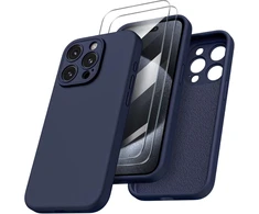 Ornarto dėklas, skirtas iphone 15 pro, su kameros apsauga ir 2 ekrano apsaugomis, skysto silikono telefono dėklas iphone 15 pro 6,1 colio, smūgiams atsparus iphone 15 pro apsauginis dėklas su mikropluoštu
