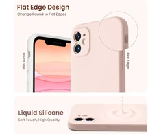 Ornarto dėklas, suderinamas su iphone 11, su 2 x ekrano apsaugomis skysto silikono gelio gumos dėklas [kvadratinis kraštas] [visapusiška apsauga] smūgiams atsparus mobiliojo telefono dėklas, skirtas iphone 11 rožių pudros