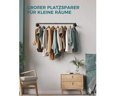 Oropy drabužių kabykla vamzdžių stiliumi, prie sienos montuojama nuimama retro metalinė drabužių kabykla, pakabinamas strypas (dvi bazės)
