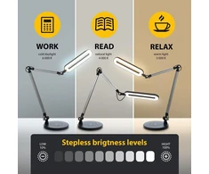 Otus Led stalinė lempa su belaidžio įkrovimo funkcija, 3 spalvų režimai ir 12 ryškumo lygių, pasukama skaitymo lempa, dienos šviesos lempa biurui, namų biurui, skaitymui