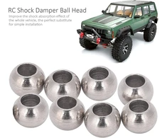 Oumefar rc amortizatoriaus galvutė, 8 vnt. metalinė sidabrinė rc amortizatoriaus galvutė, tinka 1/10 rc automobiliui, hpi, hsp, losi, axial, redcat, himoto, lengvai montuojama