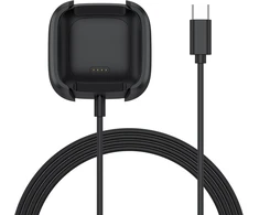 Oumida įkrovimo laidas, suderinamas su Fitbit Versa 2 įkrovikliu, 96 cm / 3,14 pėdos Usb C įkrovimo stotelės laidas, skirtas Fitbit Versa 2 (juodas)