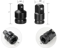 Oumuik Socket adapteris, įskaitant 3/8 į 1/2, 1/4 į 3/8, 3/8 į 1/4, 1/2 į 3/8 colio smūginio veržliarakčio adapterį, kampinį adapterio lizdo veržliarakčio adapterį