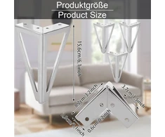 Oungy baldų kojelės, metalinės, 15 cm, sidabrinės, 4 vnt., kojelės Fob spintelėms, 150 mm / 6 colių baldų kojelės sofai, spintelėms, sofai, naktiniam staliukui, televizoriaus spintelėms, stalčiams