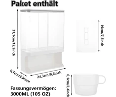 Oungy prie sienos montuojama skalbimo miltelių dėžutė, 3 l talpos skalbimo priemonių dėžutė su matavimo indeliais, plastikinis skalbimo miltelių dozatorius, skalbimo priemonių dozatorius skalbinių kvepalams, skalbimo milteliams, smulkiems kietiems produkt