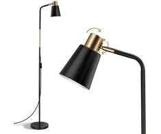 Ousfot skaitymo lempos pastatomas šviestuvas svetainei, 146 cm aukščio, 230 V, E27, maks. 40 W, retro stiliaus pastatomas šviestuvas su metaliniu gaubtu, skaitymo lempa biurui, miegamajam (be lempučių), juodas