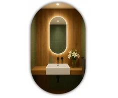 Ovalus led veidrodis 50x100 atsparus vandeniui ip65 pakabinamas vertikaliai horizontaliai luna