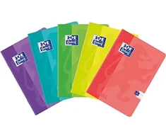 Oxford Touch pratybų sąsiuvinis A5, 16 lapų, spalvotos dvigubos linijos, su paraštėmis, Optic Paper 90 g, minkštas laminuotas viršelis, sąsiuvinių rinkinys biurui ir mokyklai, 10 vnt., įvairių spalvų