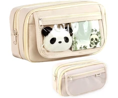 Ozxvxzo Kawaii 2-in-1 minkštas silikoninis penalas, mielas penalas-stovas su ištraukiamu rašiklio laikikliu mokyklai, biurui, mergaitėms, paaugliams (rudasis lokys), E, paprastumas