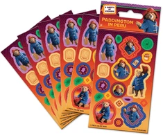 Paddington in Peru Party Bag lipdukai (6 lapai) oficialiai licencijuotas produktas daugkartinio naudojimo ant neakytų paviršių, amžius 3+, puikiai tinka kaip dovanų maišeliai arba kojinės, vaikų vakarėlio pasas