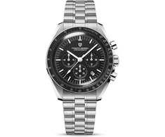 Pagani Design 1701 V3 vyriškas chronografas kvarcinis laikrodis 40 mm Vk63 kalibras nerūdijančio plieno veidrodinis safyro stiklo laikrodis 100 m atsparus vandeniui sportinis laikrodis, juodas