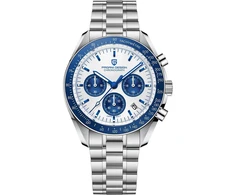 Pagani Design 1701 V3 vyriškas chronografas kvarcinis laikrodis 40 mm Vk63 kalibras nerūdijančio plieno veidrodinis safyrinis laikrodis 100 m atsparus vandeniui sportinis laikrodis, mėlynas, apyrankė