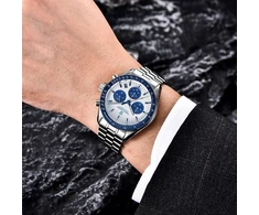 Pagani Design 1701 V3 vyriškas chronografas kvarcinis laikrodis 40 mm Vk63 kalibras nerūdijančio plieno veidrodinis safyrinis laikrodis 100 m atsparus vandeniui sportinis laikrodis, mėlynas, apyrankė