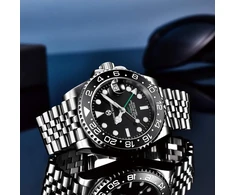 Pagrne Design vandeniui atsparus mechaninis automatinis laikrodis, stilingas rėmelis, nerūdijančio plieno apyrankė, vyriški laikrodžiai 40 mm