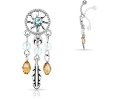 Pain-is-art Dreamcatcher bambos auskaras 316l chirurginio plieno viršutinis bambos auskaras