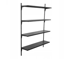 Pakabinama sieninė lentyna loft Element System Pro, gylis 20 cm, 4 lentynos, juoda matine