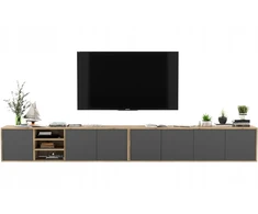 TV staliukas Pakabinama Tv spintelė Loft Komoda Grafit Mat 300 cm