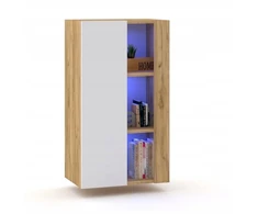 Pakabinama vitrina, spintelė, komoda, auksinis craft ąžuolas, balta, Led