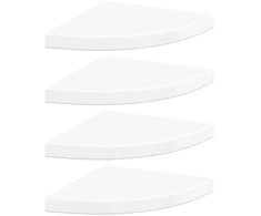 Pakabinamos kampinės lentynos, 4vnt., baltos, 35x35x3,8cm, MDF