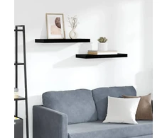 Pakabinamos lentynos, 2vnt., juodos, 60x23,5x3,8cm, MDF